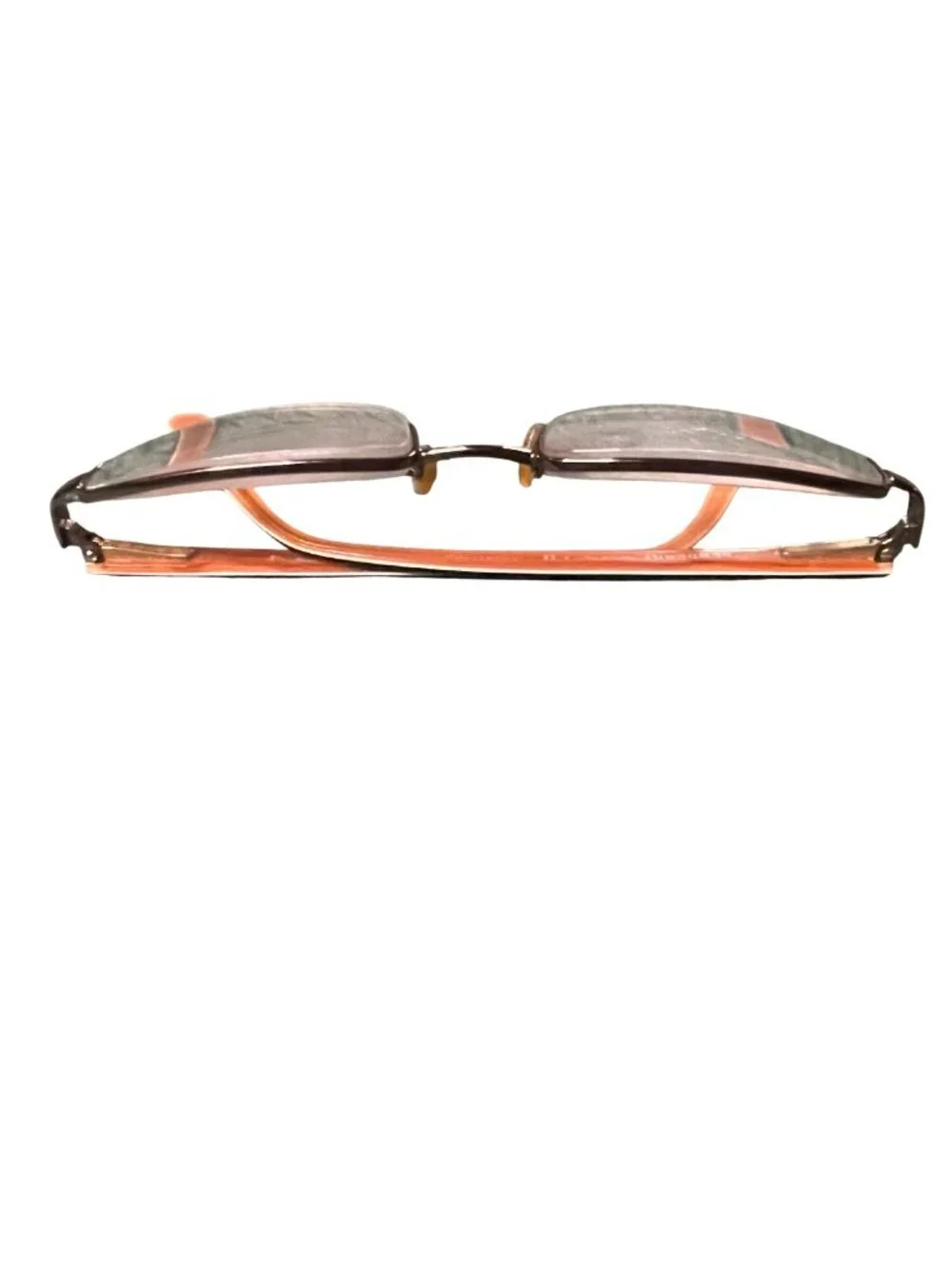 Burberry Unisex Rectangular Prescription Eyeglasses Brown & Peach Metal Frame